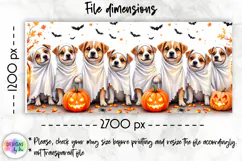 Cute Puppy Halloween Mug Wraps, Ghost Dogs with Pumpkins PNG Product Image 4