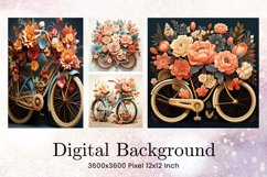 Vintage Bicycle Background Bicycle Flower Wallpaper Wall Art Product Image 1