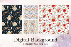 Coffee Flower Background Wallpaper Pattern Digital Paper_2 Product Image 1