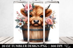Watercolor Cute Baby Highland Cow | 20 oz Tumbler Product Image 2