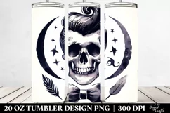Washed Watercolor Halloween Skull with Hair and Bow | 20 oz Product Image 2