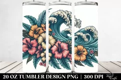 Vintage Tropical Flower Waves Tumbler 20 oz Product Image 2