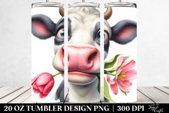 Cow Portrait Big Eyes Goofy Smile Tulip Rose | 20 Oz Tumbler Product Image 2