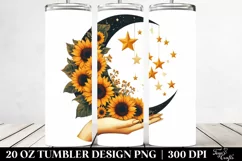 Whimsical Half Moon with Sunflowers Clipart 20 Oz Tumbler Product Image 2