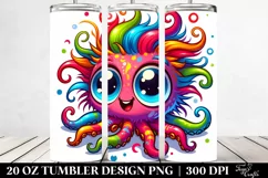 Colorful Baby Octopus Smiling | 20 Oz Tumbler Product Image 2