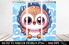 Cute Baby Owl in Winter Scene, Transparent 20 Oz Tumbler Product Image 2