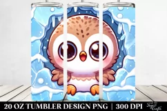 Cute Baby Owl in Winter Scene, Transparent 20 Oz Tumbler Product Image 2