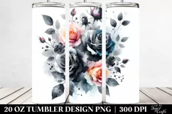 Washed Watercolor Black Roses | 20 oz Tumbler Product Image 2