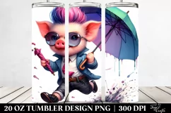 Cute Baby Pig Running | 20 oz Tumbler Product Image 2