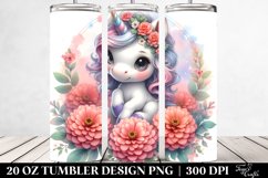 Pastel Baby Unicorn Zinnia Frame | 20 Oz Tumbler Product Image 2