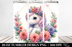 Pastel Baby Unicorn Zinnia Frame | 20 Oz Tumbler Product Image 2