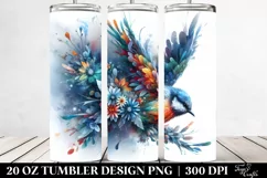 Vibrant Watercolor Bird Abstract Frame | 20 oz Tumbler Product Image 2