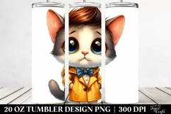 Expressive Baby Cat in Raincoat, Clipart 20 Oz Tumbler Product Image 2