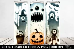 Simple Retro Halloween Monster Tumbler Design Product Image 2