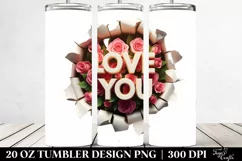 Love You Text with Roses 20 Oz Tumbler Product Image 2
