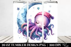 Colorful Baby Octopus on Moon Clipart 20 Oz Tumbler Product Image 2