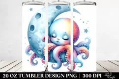 Colorful Baby Octopus Sleeping on the Moon 20 Oz Tumbler Product Image 2