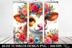 Vibrant Cartoon-Style Cow | 20 oz Tumbler Product Image 2