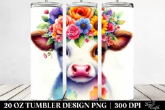 Vibrant Cartoon-Style Cow | 20 oz Tumbler Product Image 2