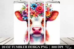 Vibrant Cartoon-Style Cow | 20 oz Tumbler Product Image 2
