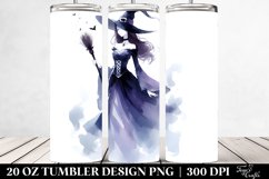 Watercolor Simple Halloween Sorceress | 20 oz Tumbler Product Image 2