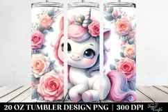 Cute Baby Unicorn Rose Frame | 20 oz Tumbler Product Image 2