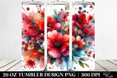 Abstract Colorful Red Flowers | 20 oz Tumbler Product Image 2