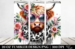 Elegant Highland Cow with Animal Print 20 Oz Tumbler Product Image 2