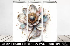 Detailed Pastel Stained Anemone Tumbler Design Product Image 2