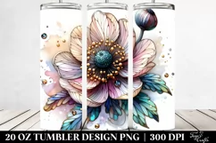 Detailed Pastel Stained Anemone Tumbler Design Product Image 2