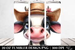 Funny Cow Portrait with Hat | 20 Oz Tumbler Product Image 2