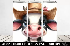 Funny Cow Portrait with Hat | 20 Oz Tumbler Product Image 2