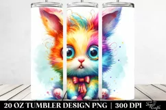 Colorful Layered Watercolor Cute Rabbit Tumbler Product Image 2