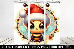 Cute Baby Bee Entangled in Christmas Lights, 20 Oz Tumbler Product Image 2