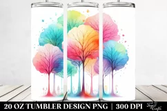 Colorful Watercolor Pastel Rainbow Trees Tumbler Product Image 2