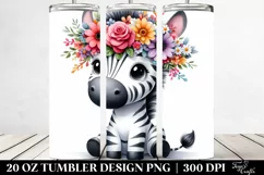 Cartoon-Style Zebra Flower Crown Tumbler Product Image 2