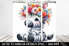 Cartoon-Style Zebra Flower Crown Tumbler Product Image 2
