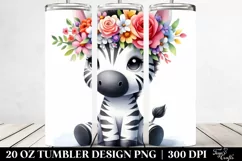 Cartoon-Style Zebra Flower Crown Tumbler Product Image 2