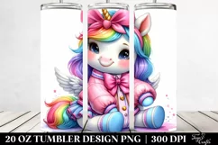 Smiling Baby Unicorn Watercolor Drawing | 20 oz Tumbler Product Image 2