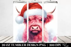 Vibrant Highland Cow with Santa Hat Clipart 20 Oz Tumbler Product Image 2