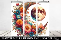 Vibrant Half Moon with Flowers 20 Oz Tumbler Product Image 2