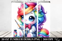 Watercolor Vibrant Drawing, Cute Unicorn | 20 oz Tumbler Product Image 2