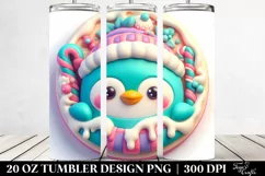 Vibrant 3D Christmas Penguin with Candy Edges, 20 Oz Tumbler Product Image 2