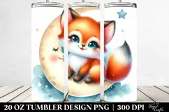 Cute Baby Fox on Moon | 20 Oz Tumbler Product Image 2