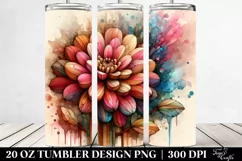 Colorful Zinnia Stained Design | 20 oz Tumbler Product Image 2