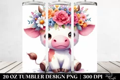 Sitting Cartoon Cow | 20 oz Tumbler Product Image 2