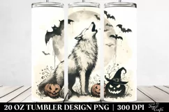 Vintage Halloween with Howling Wolf | 20 oz Tumbler Product Image 2
