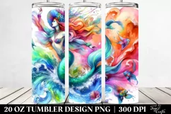 Jumping Mermaid Watercolor Drawing | 20 oz Tumbler Product Image 2