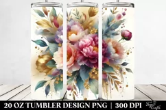Abstract Vibrant Bouquet with Gold Foil | 20 Oz Tumbler Product Image 2