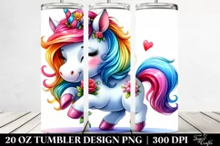 Funny Cute Unicorn Watercolor Drawing | 20 oz Tumbler Product Image 2